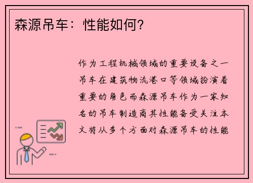 森源吊车：性能如何？